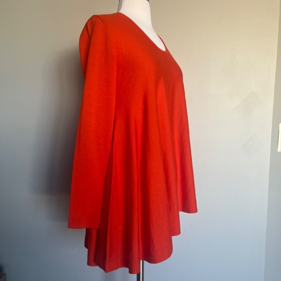 COS Red Orange Asymmetrical Hem Casual Flowing  Sweater Tunic Dress 100% wool - Picture 6 of 16